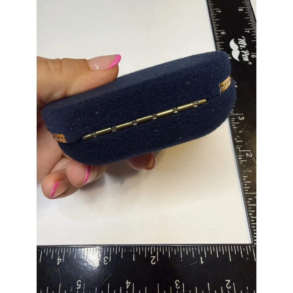 Wedgwood by Stratton Cufflinks Blue Jasperware Golden Hind Ship Gold Tone Box